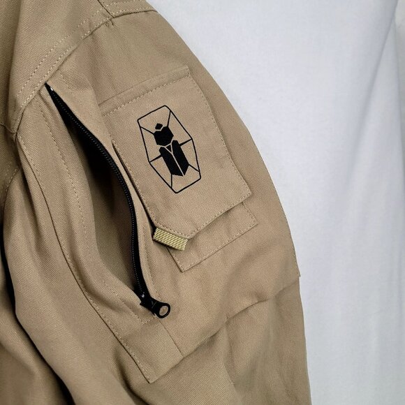 Mens Kahki 2XL Military Tactical Utility Jacket Gorpcore Multiple Pockets Straps - Picture 11 of 16